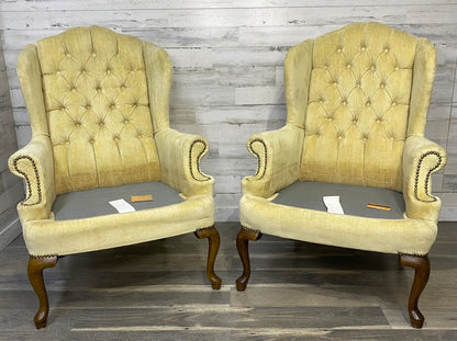 Set Of 2 Wingback Yellow Chairs