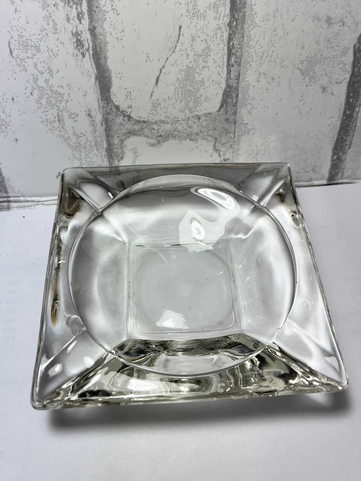 Vintage Anchor Hawking Square Clear Glass Ashtray