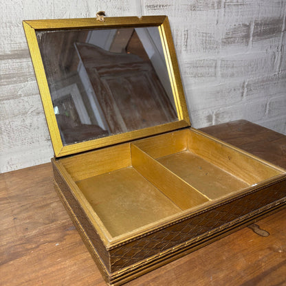 Vintage Wooden Jewelry Box W/ Flowers in Vase Picture
