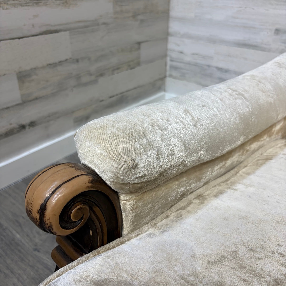 Vintage Velvet Armchair on Wheels