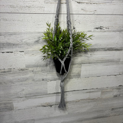 Gray Macrame Hanging Plant Holder