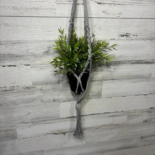 Gray Macrame Hanging Plant Holder