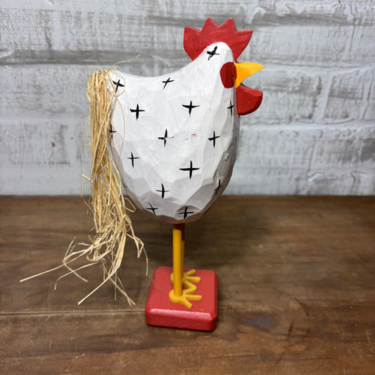 Rustic Farmhouse White Rooster Figurine