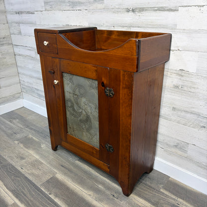 Antique Punched Tin Dry Sink Cabinet