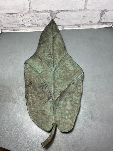 Three Footed Metal Leaf Trinket Table Platter Tray