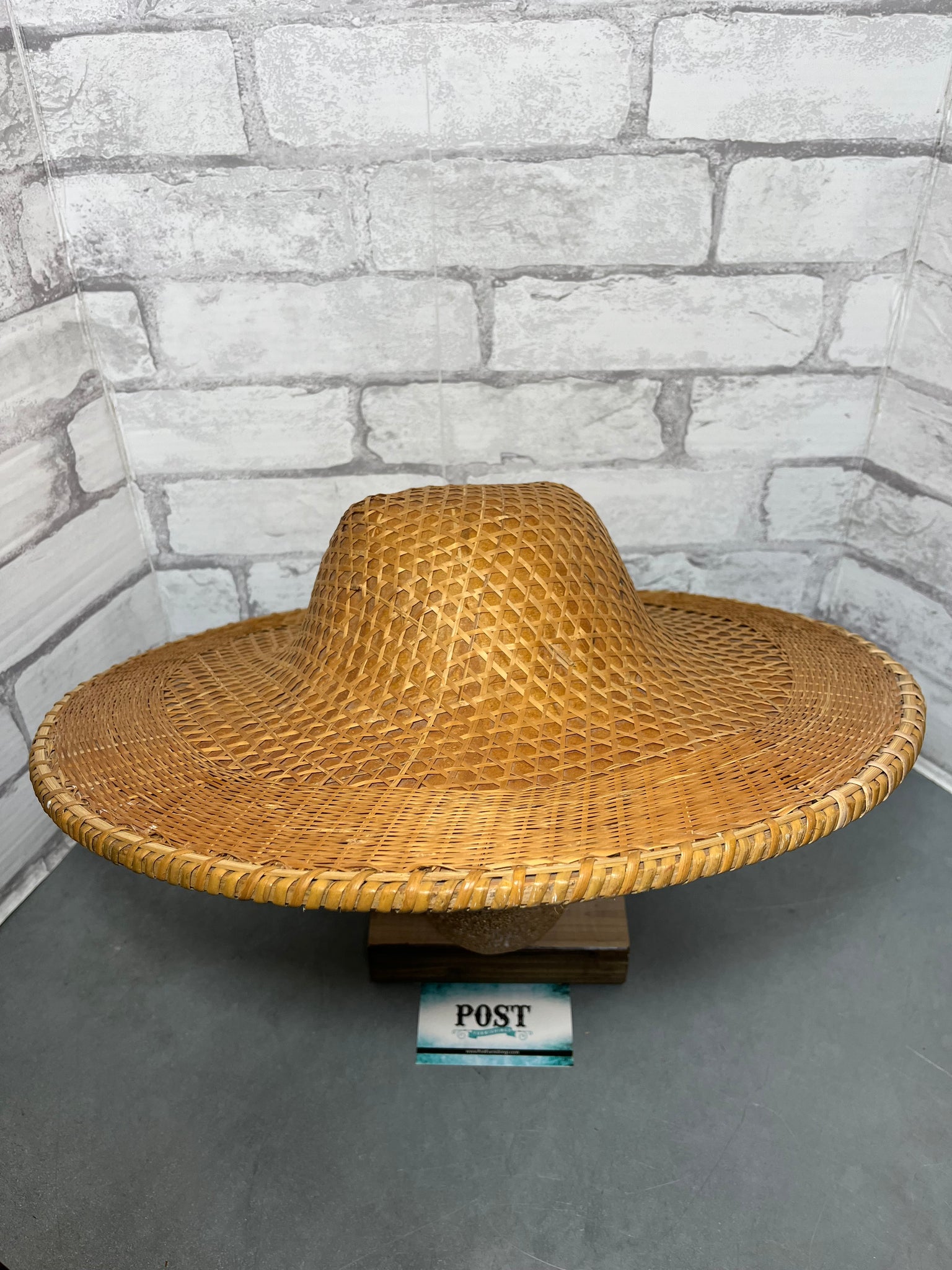 Vintage Asian Coolie Bamboo Straw Farmer Hat