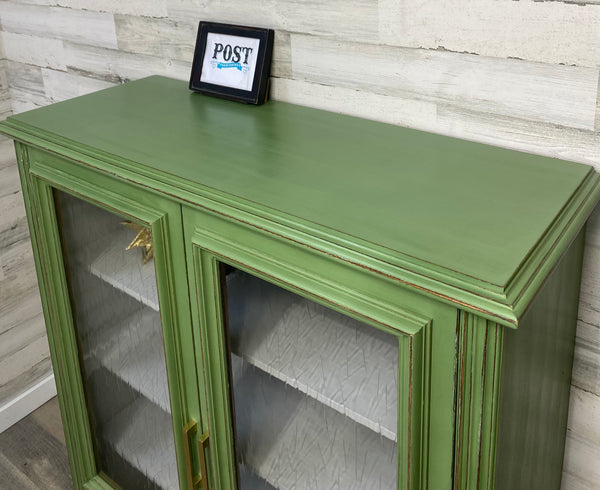 Antique Green Cabinet Hutch