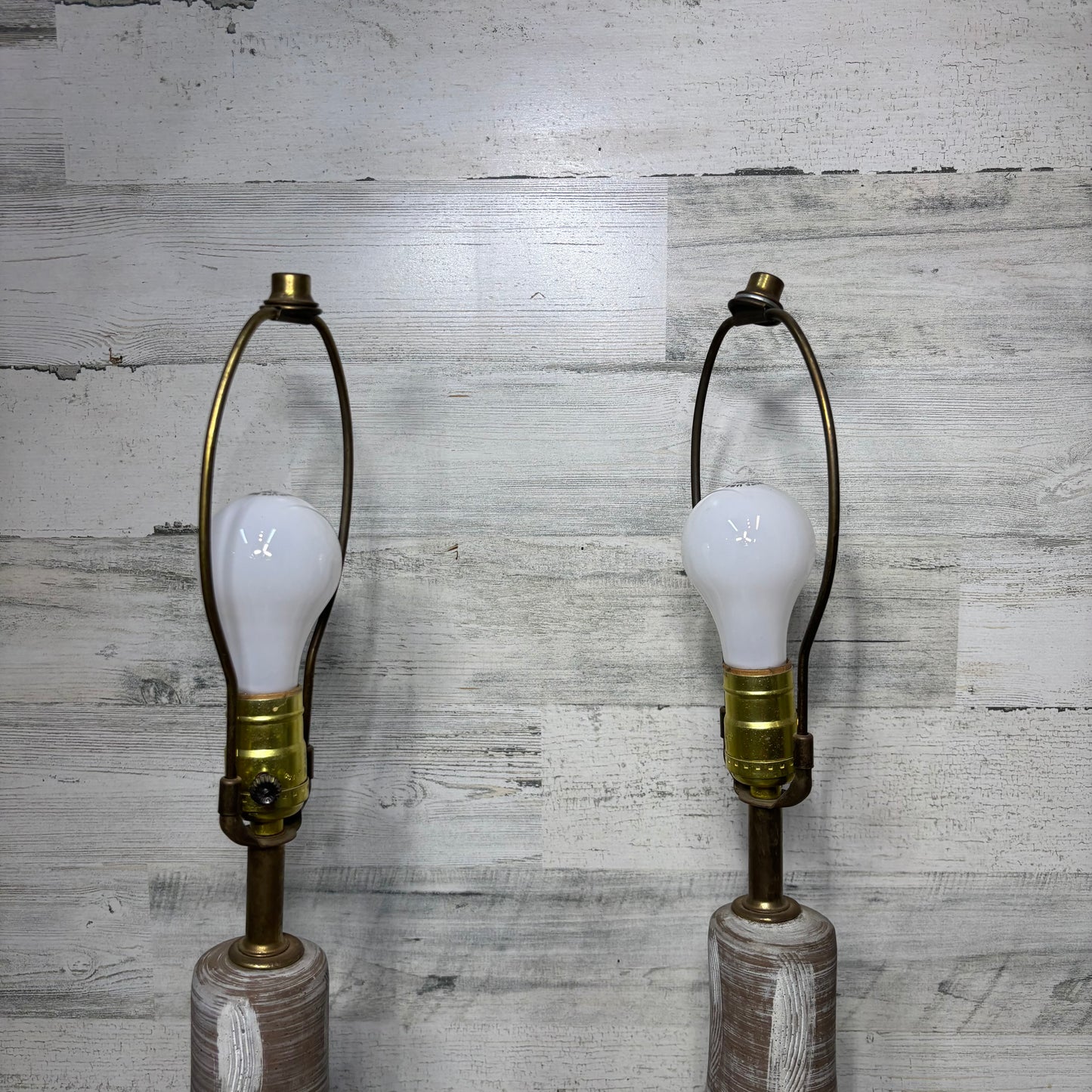 Vintage Design Technics Influenced Bottle Style Textured Lamp Set