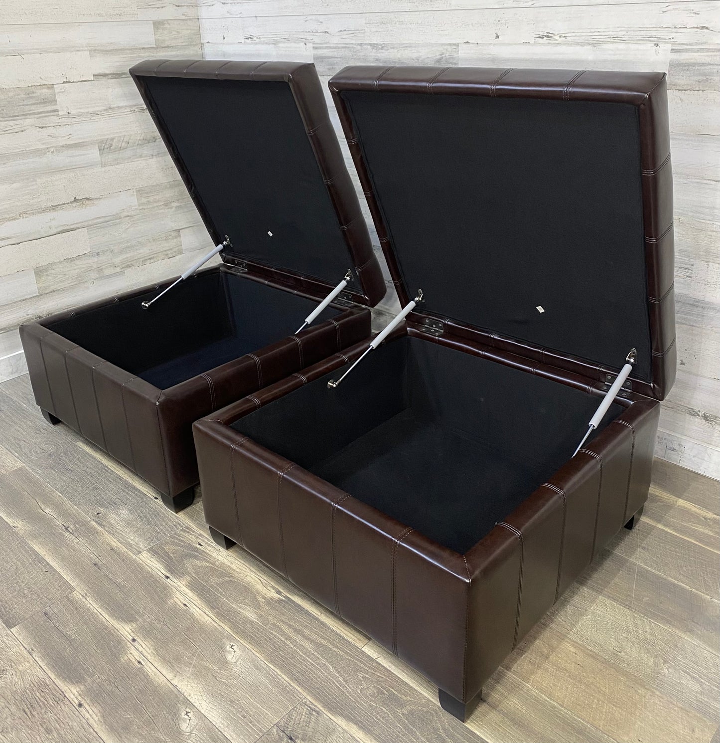 Set Of 2 Brown Storage Ottomans