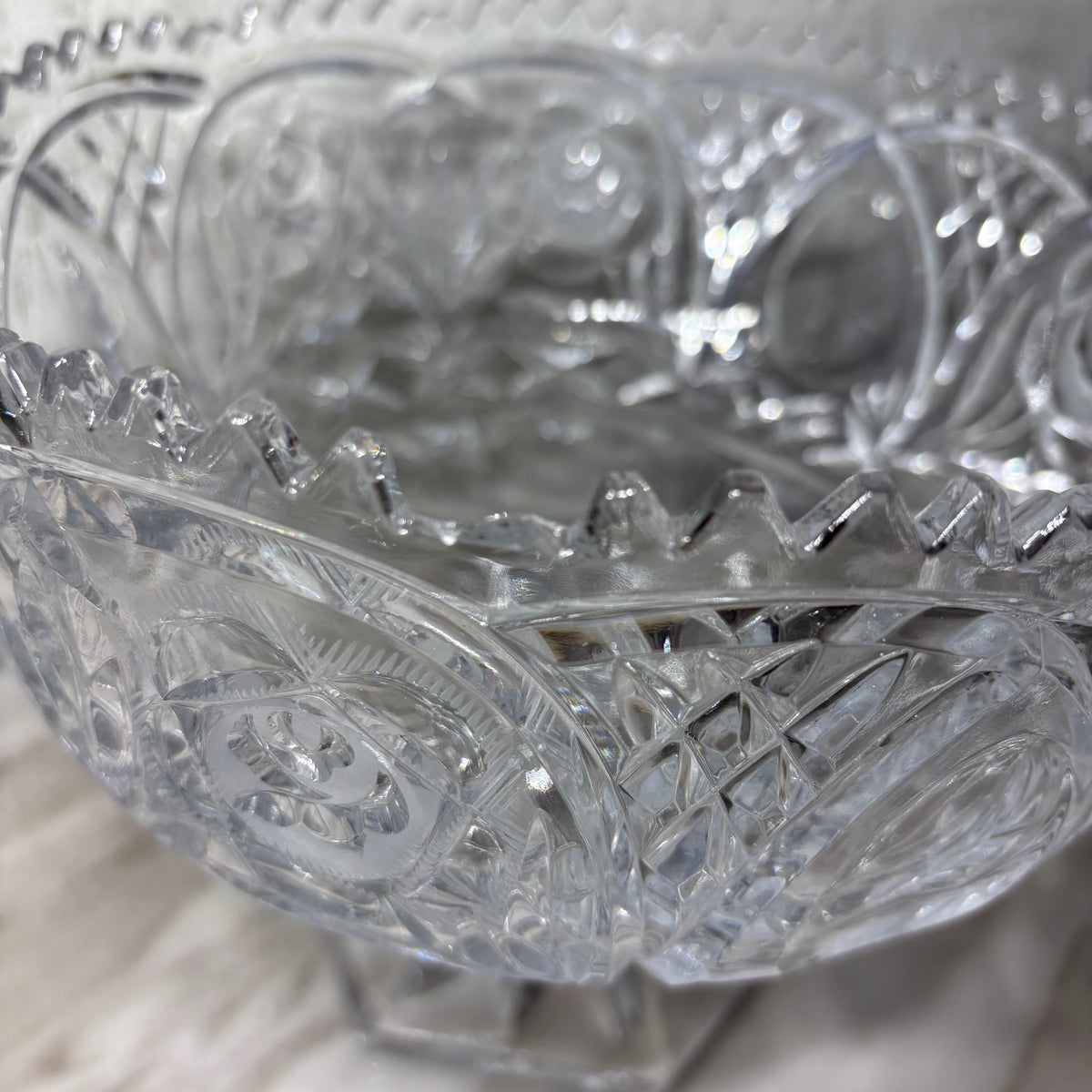 Vintage Crystal Glass Pedestal Compote Bowl
