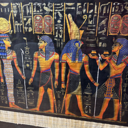 Eygpt Papyrus Painting Framed In Gold Frame