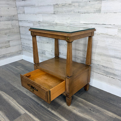 Vintage Rway French Regency End Table W/ Glass Top