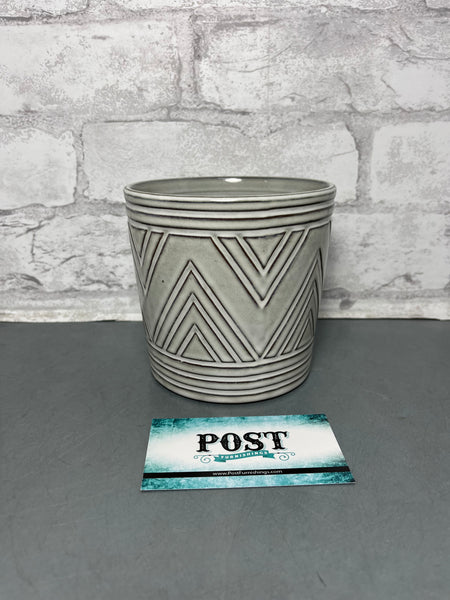 Gray Geometric Pot