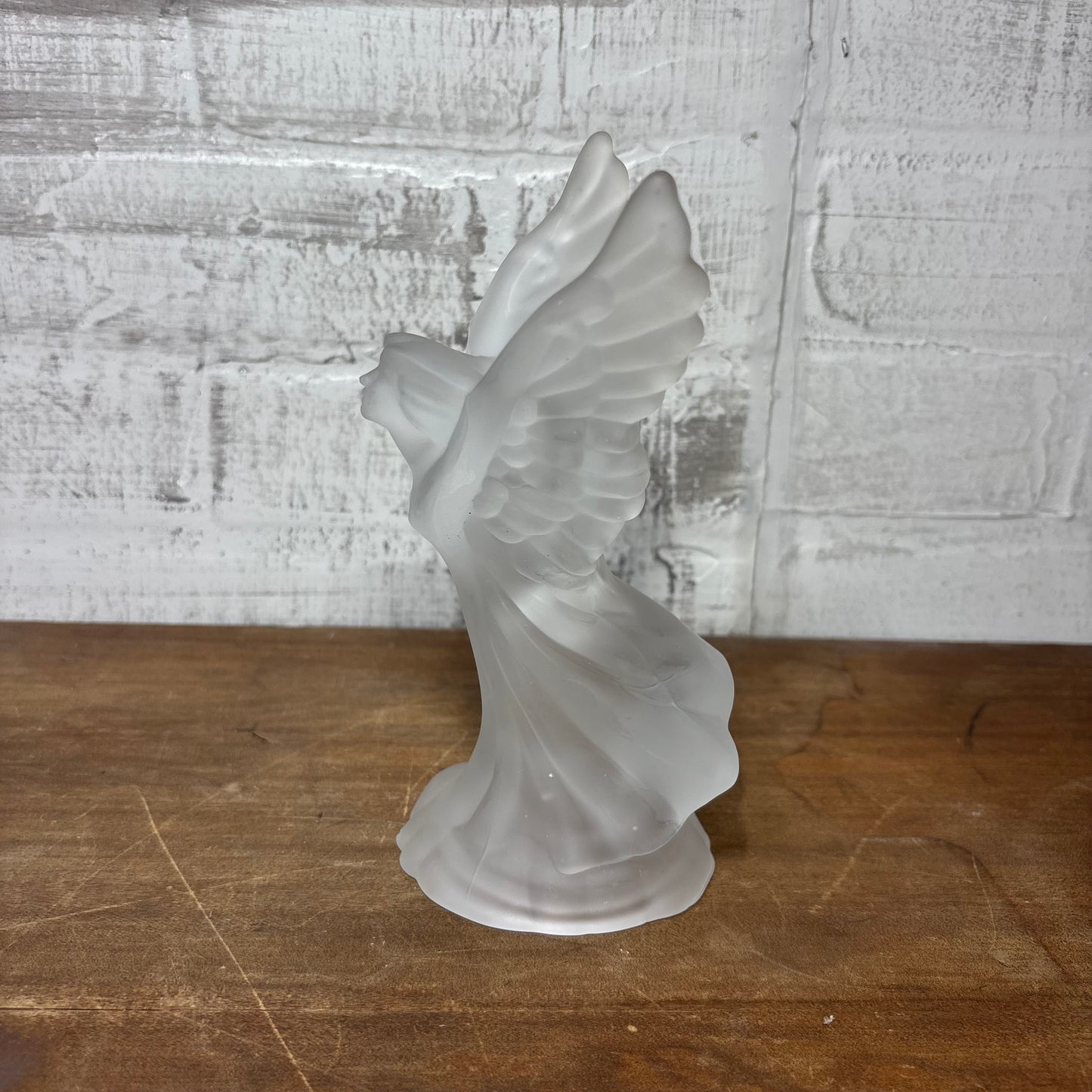 Vintage Frosted Glass Angel Candle Holder
