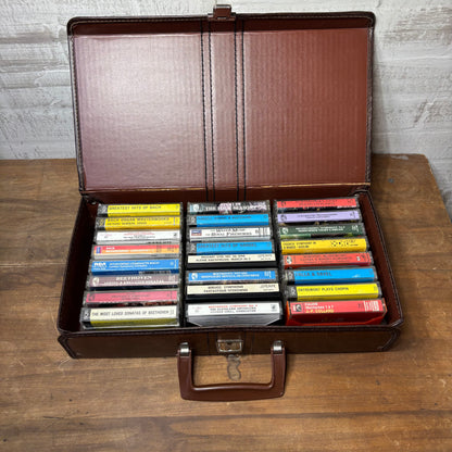 Vintage 24 Cassette Tape Faux Leather Carrying Case