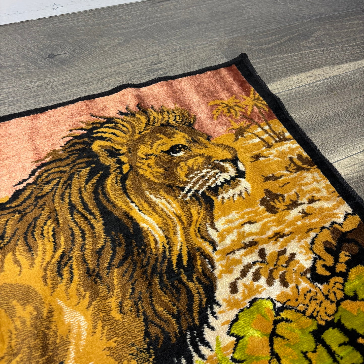 Vintage Italian Velvet Lion Tapestry