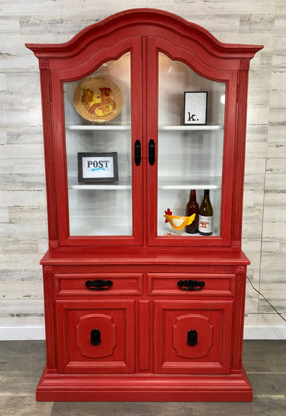 Farmhouse Red China Hutch