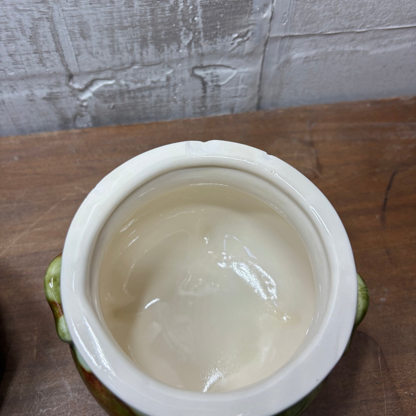 Vintage Glazed Lidded Bean Pots Set Of Two