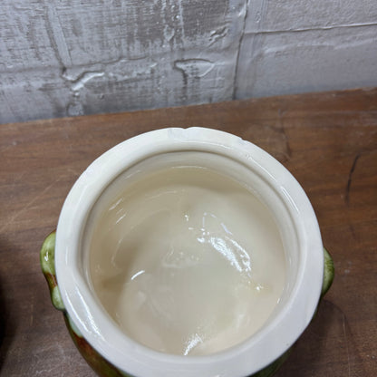 Vintage Glazed Lidded Bean Pots Set Of Two