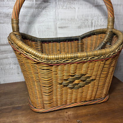 Vintage Wicker Magazine Rack W/ Handles