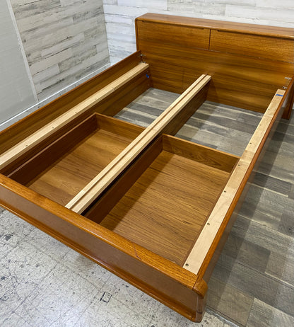 Mid Century Modern, Danish Style Teak Queen Platform Bed Frame