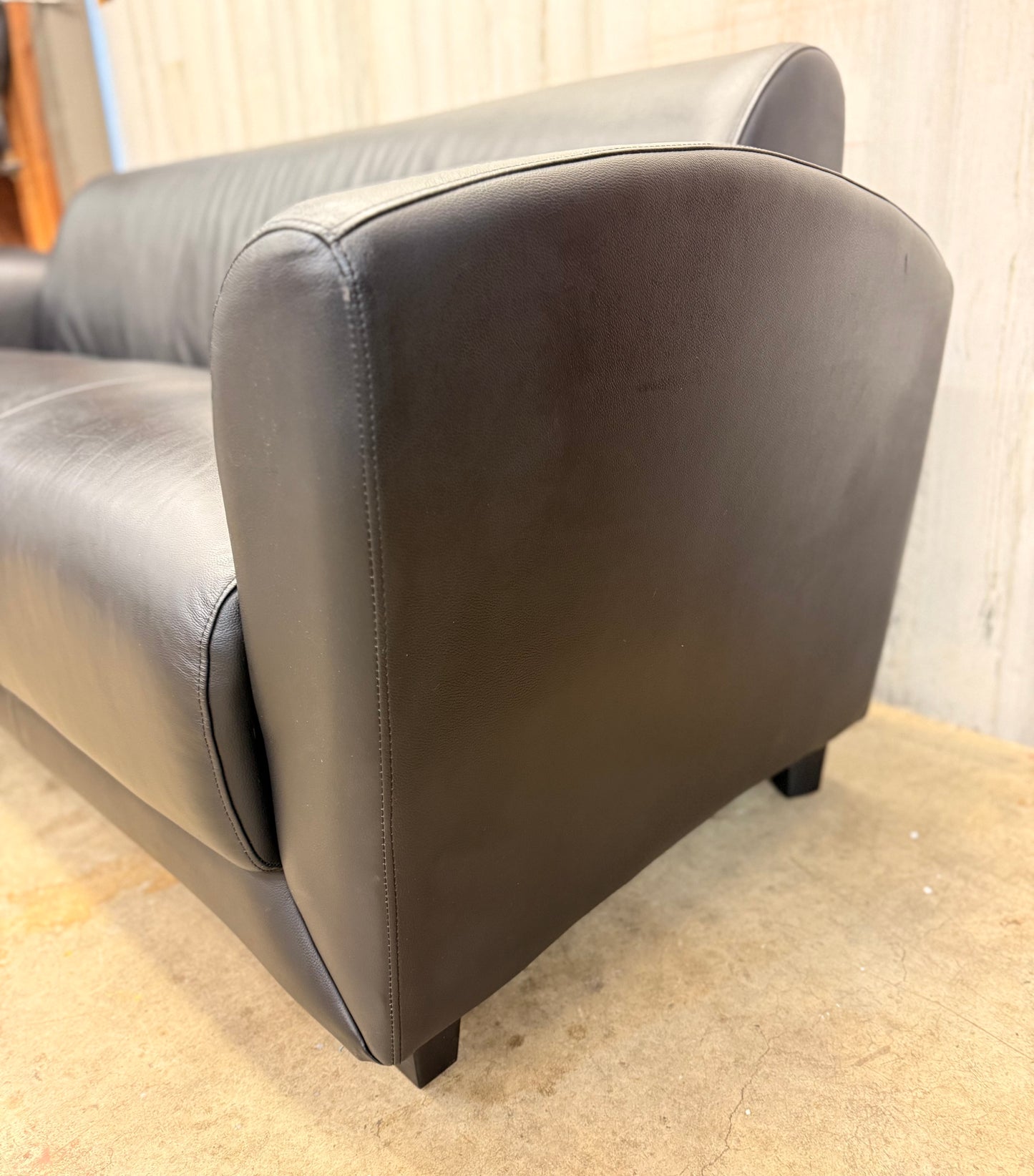 Black Faux Leather Modern Sofa