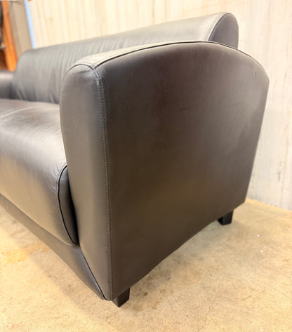 Black Faux Leather Modern Sofa