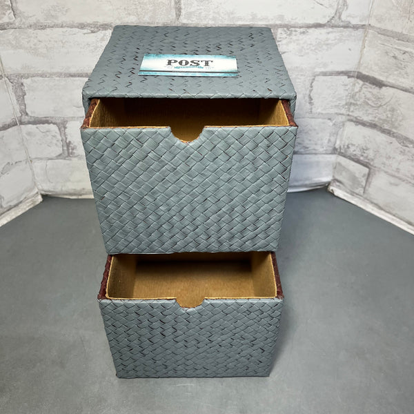 Gray Rattan Two Teir Drawers