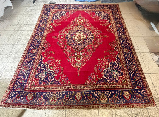Vintage Persian Tabriz 100% Wool Area Rug 9’8” x 13’