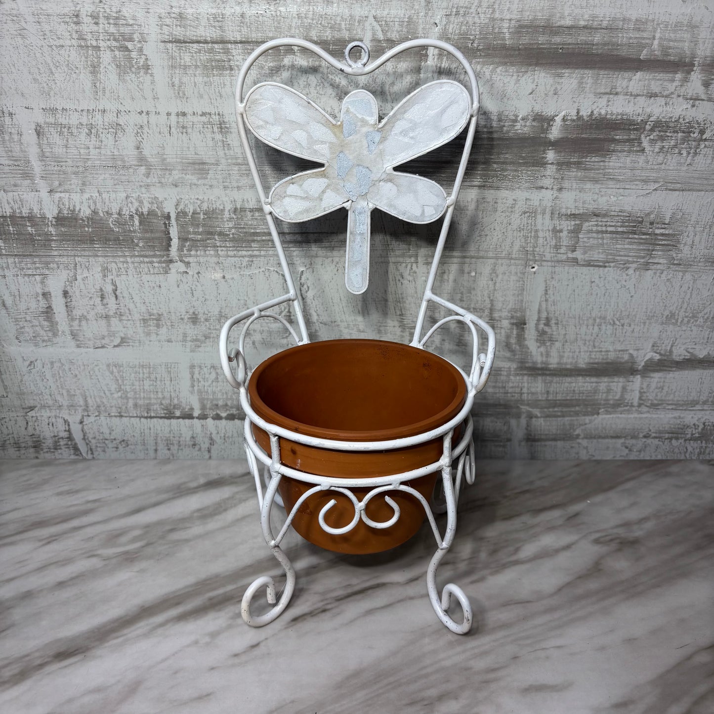 Dragonfly Metal Chair Style Plant Stand