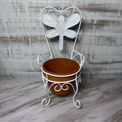 Dragonfly Metal Chair Style Plant Stand