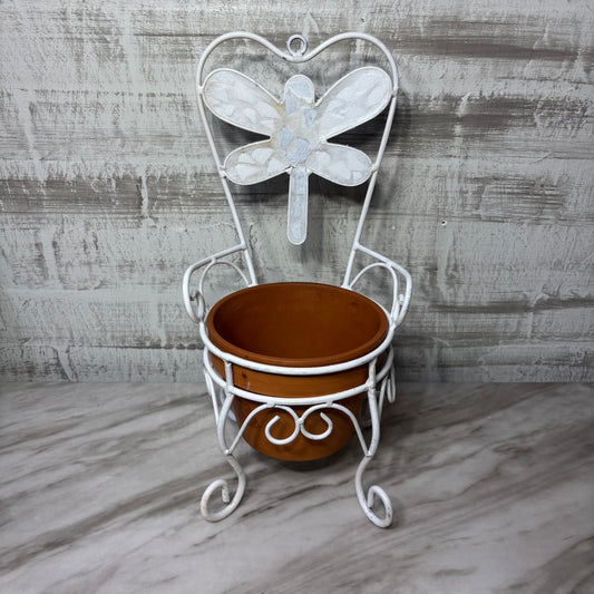 Dragonfly Metal Chair Style Plant Stand