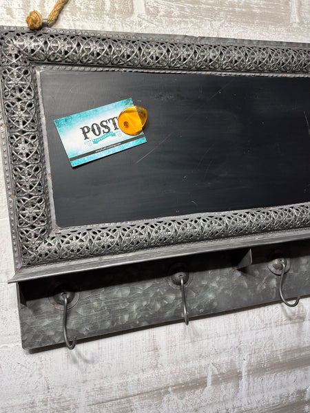 Hanging Galvanized Metal Chalkboard With Hooks