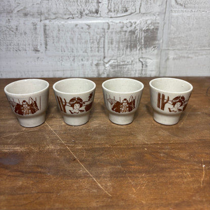 Vintage Japanese Ceramic Sake Cups Set Of 4
