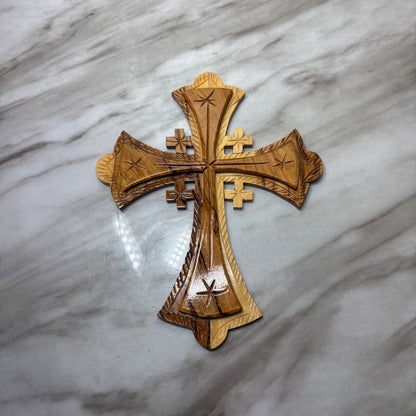 Handcrafted Olive Wood Jerusalem Cross