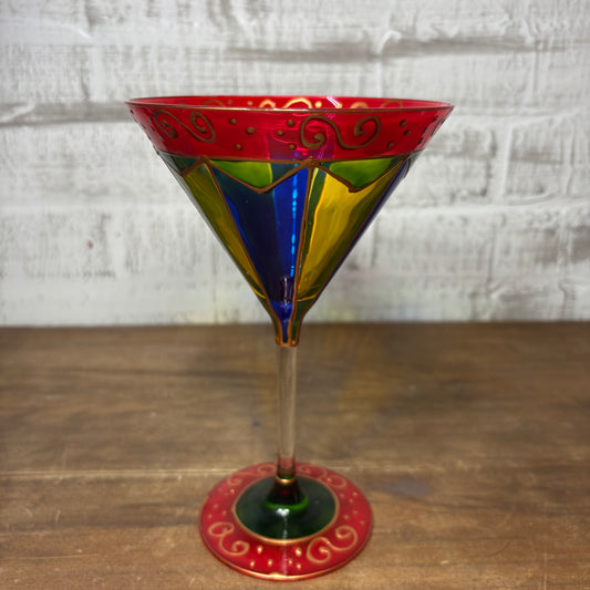 Vintage Hand Painted Martini Glass