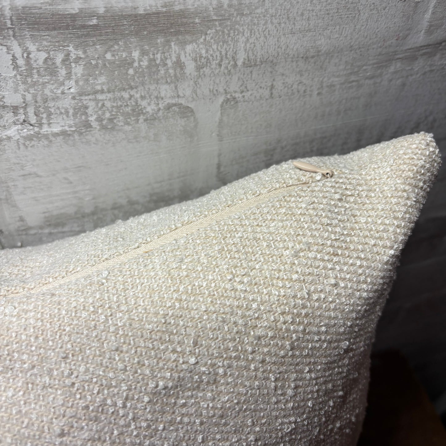 Off White Textured Throw Pillow