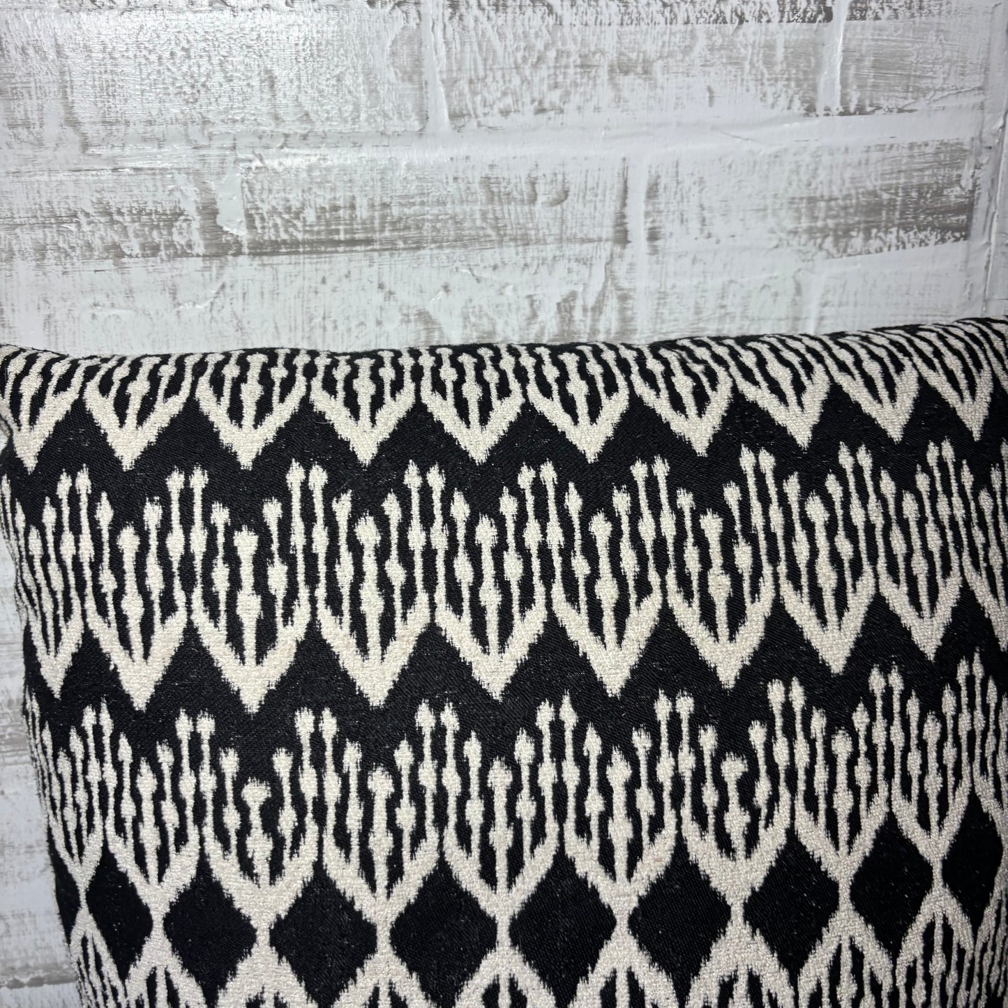 Black And Ivory Geometric Decorative Pillow