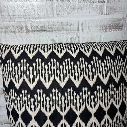 Black And Ivory Geometric Decorative Pillow