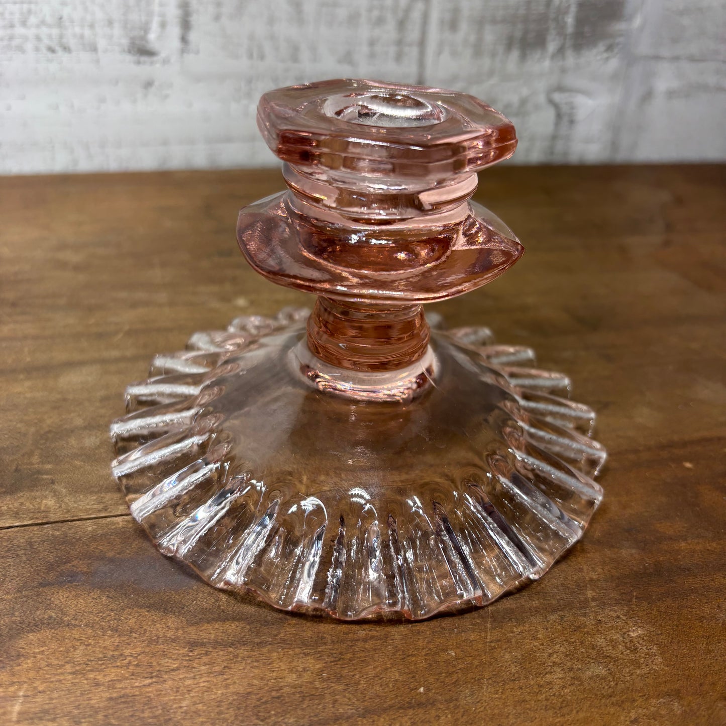 Vintage Pink Depression Glass Candle Stick