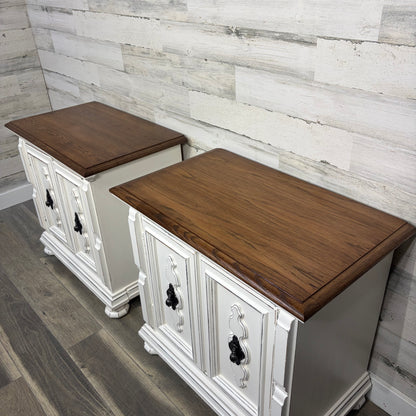 Set Of 2 White Farmhouse Nightstands