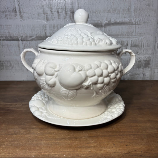 Vintage Signature Japan Ceramic Fruit Soup Tureen Covered Bowl