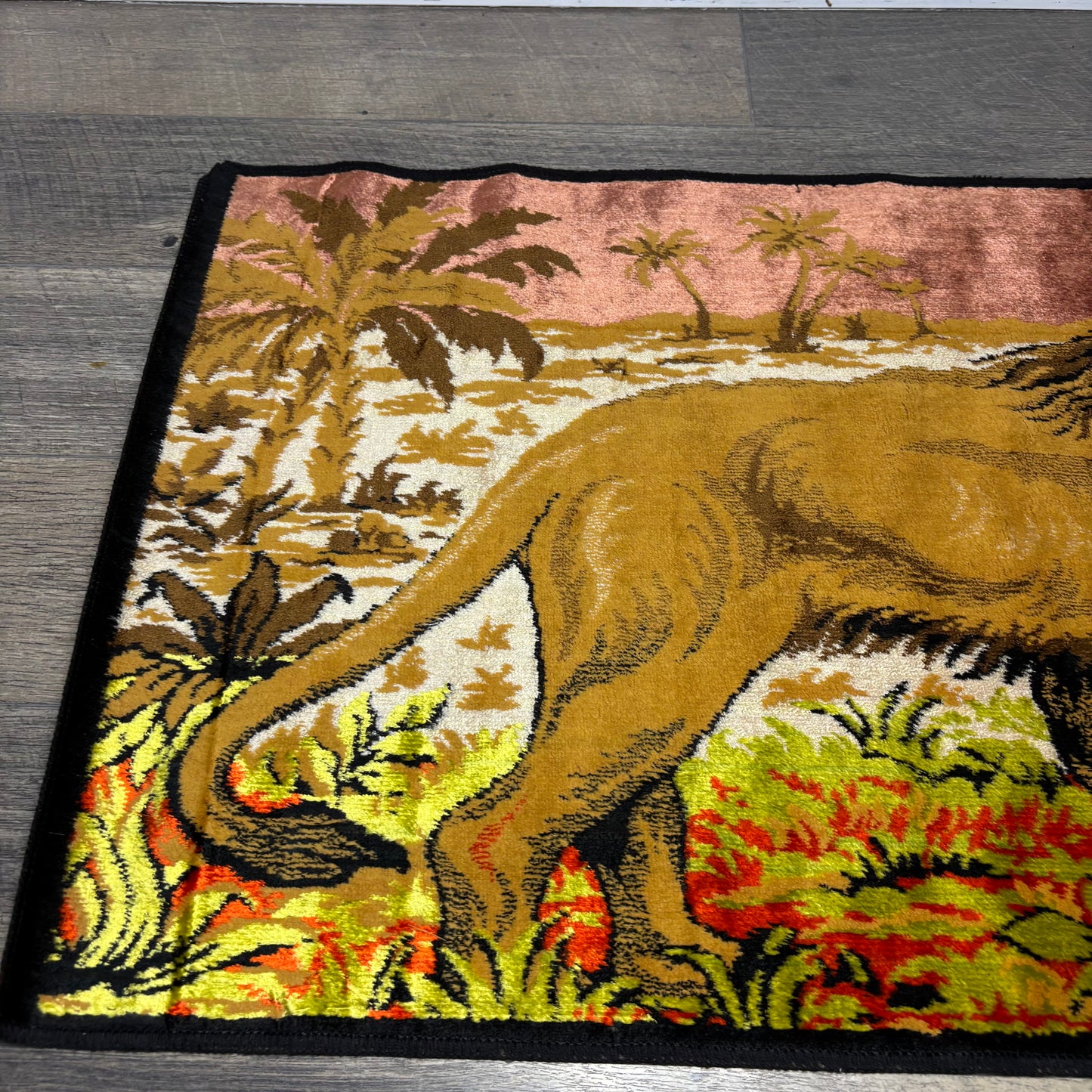 Vintage Italian Velvet Lion Tapestry