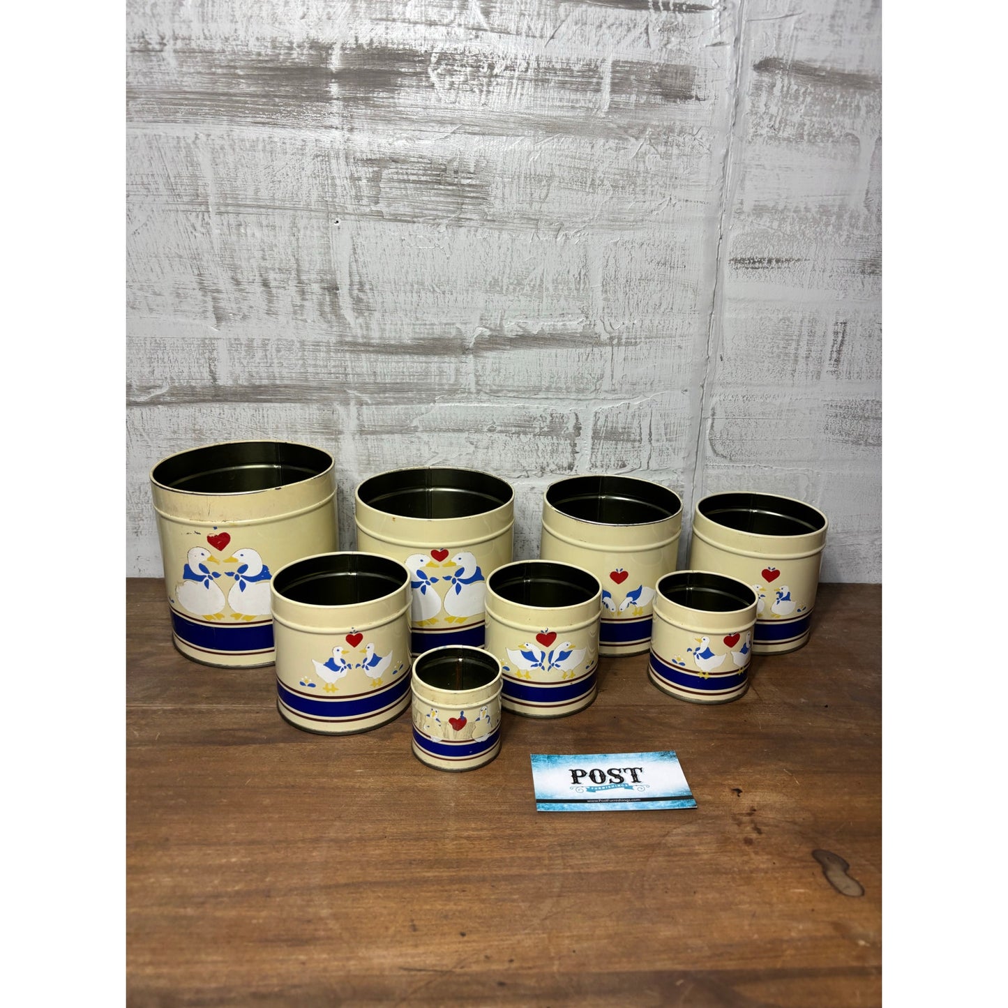 Vintage Goose Tin Nesting Canisters Set Of 8