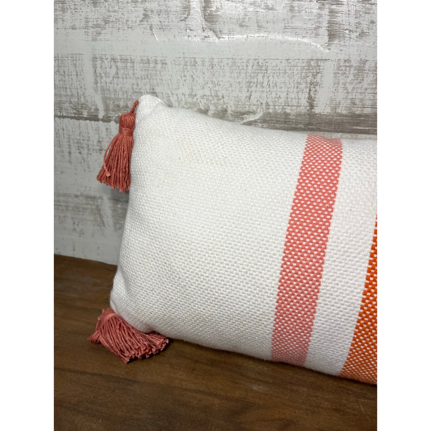 Small Lumbar Pink Striped Pillow
