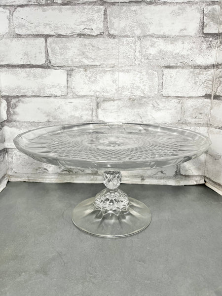 Large Crystal Cake Stand W/ Glass Cover Set