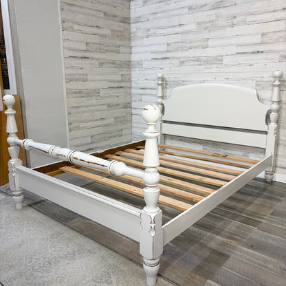 White Farmhouse Queen Bed Frame