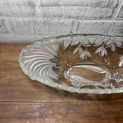Vintage Scalloped Serving Bowl With Frosted Floral Design