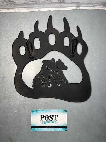 Metal Bear Claw With Baby Cubs Wall Decor