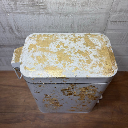 Custom Gold Flake & White Small Trash Can